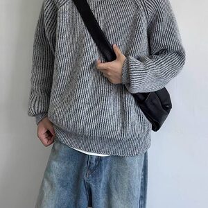 【有货】DM592-P55纯色圆领毛衣男士秋冬季潮休闲保暖针织衫图片