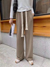 超火??宽抽绳编织抽绳腰带阔腿裤，其它，海维恩