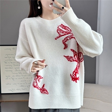 2025年秋季时尚百搭通勤简约休闲年年有余套衫，女装羊毛衫，佰米娇羊绒