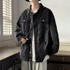 美式街头扎染牛仔外套男潮牌嘻哈宽松bf百搭翻领休闲夹克K572-P65，男装夹克，星座1008