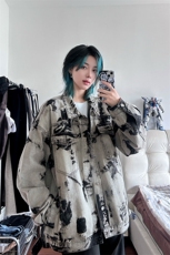现货5千件男女美式牛仔外套春扎染破坏牛仔衣高街夹克控108，男装工装外套，星座301D-2(原星座1004-1）