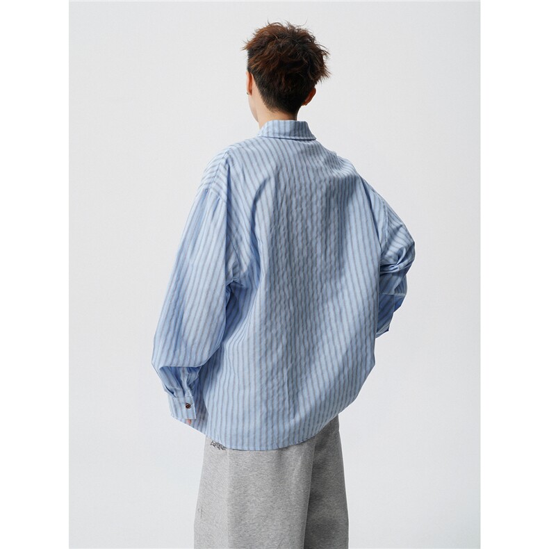 现货CS1163-特P53新款百搭条纹大码男衬衫,男装衬衫,电商A059