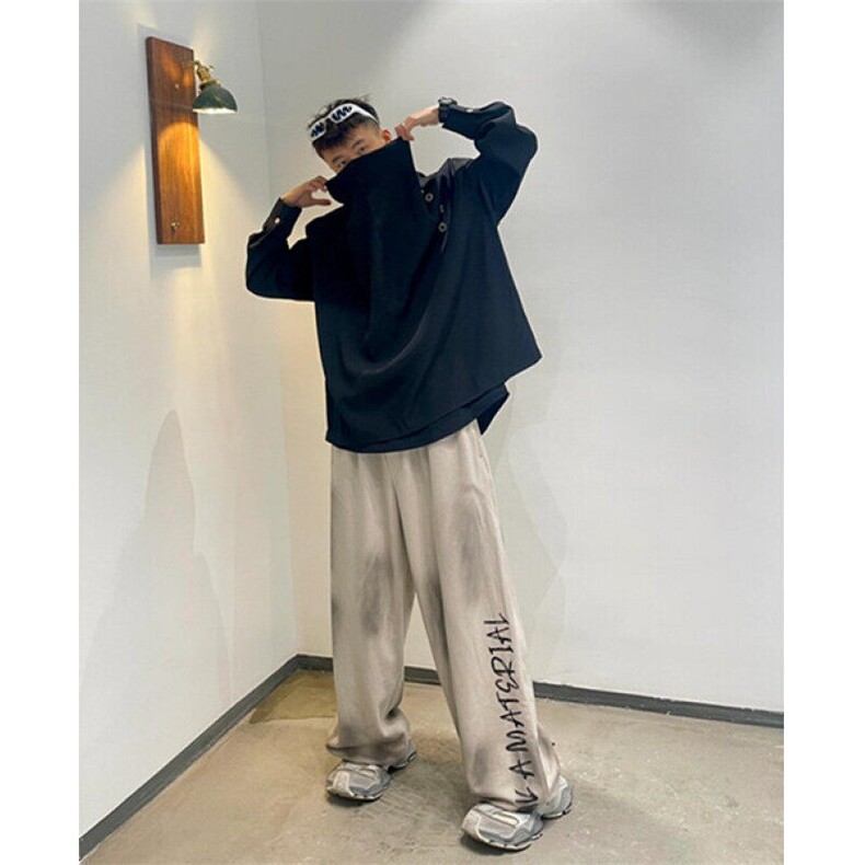 重磅运动阔腿卫裤男脏脏裤潮休闲裤字母印花KB345,男装休闲裤,星座1116A（原606A-3）