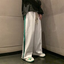 2025秋冬新款港风宽松休闲直筒抽绳松紧腰男装休闲裤DM171-P50，男装休闲裤，电商D321-1