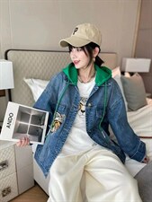 牛仔拼针织帽外套，其它，艾依佳人