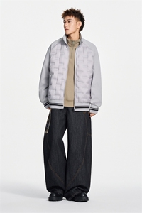 美式开衫棒球领螺纹拼接轻薄羽绒服90白鸭绒 XZ309 Y95658  P115图片
