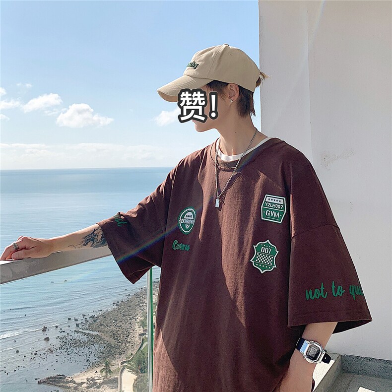 1图案已注册港风日系休闲情侣大码M-5XL风短袖DT7638P30控48,男装T恤,星座226-2