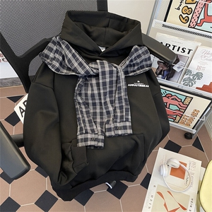 复古潮牌格子披肩设计感连帽卫衣男春季宽松情侣上衣W0149-P60图片