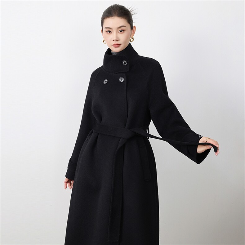 新款双面呢大衣羊毛大衣女中长款经典赫本风秋冬新款毛呢外套,女装双面呢大衣,贝源羊绒