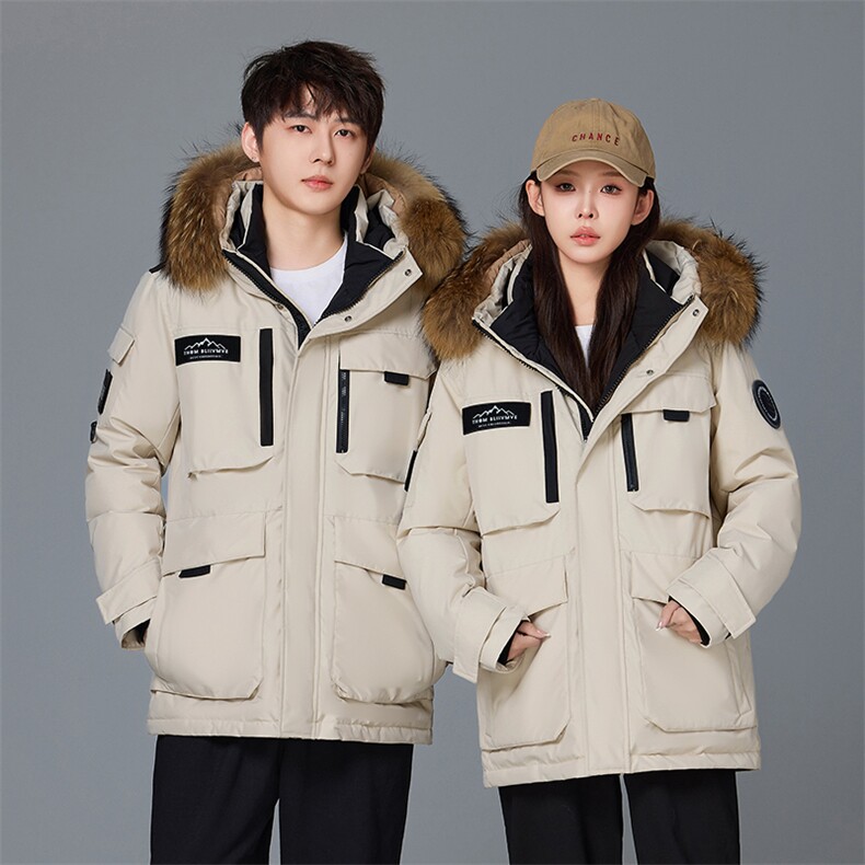 外贸冬季连帽加厚羽绒服男女户外防寒保暖外套白鸭绒外套986p145,男装羽绒服,星座1602B（原101B-1）