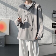 连帽卫衣男春季新款港风宽松华夫格大码长袖套头上衣CH59-P38，男装卫衣，星座214-3