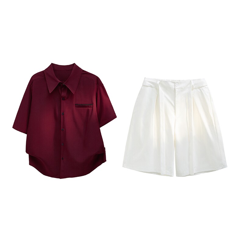 得物套装多色冰丝衬衫上衣加冰丝西装裤CS012-KZ009特P68，男装西服套装，电商B319