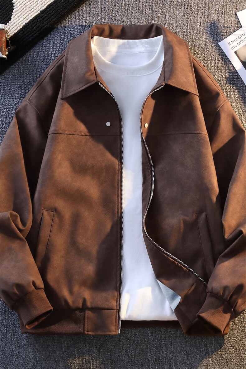 A436-2377加绒-特P90侧拍翻领夹克2026冬季新款复古宽松加绒外套,男装夹克,电商A436