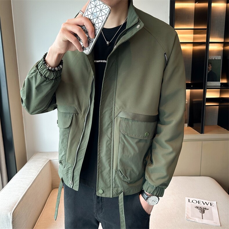 2023秋季新款夹克外套男时尚潮牌拼料立领上衣jk9817-p115,男装夹克,电商D303