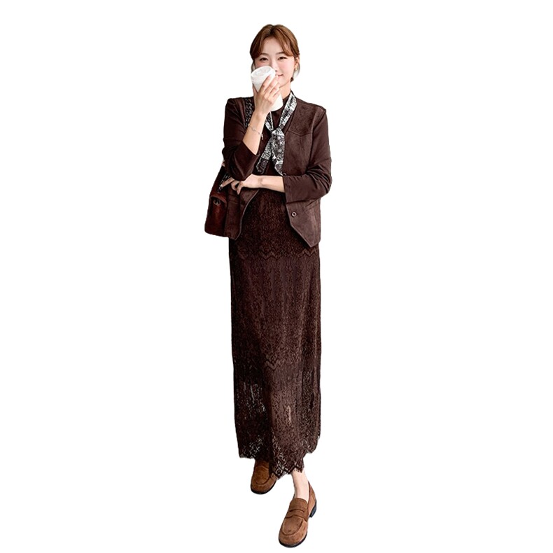 【新品】美拉德套装裙两件套配丝巾1D085-2618-P190-K248,女装套装/套裙,1C130