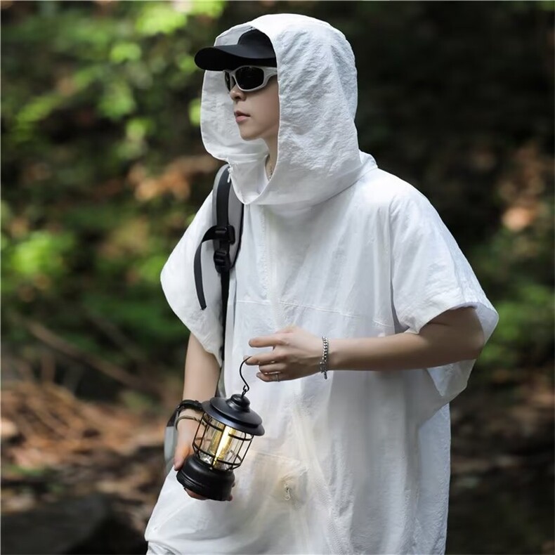 斜拉链设计连帽背心马甲男夏装大码潮胖人宽松无袖外搭W4928-P40，男装防晒衣，星座412-2