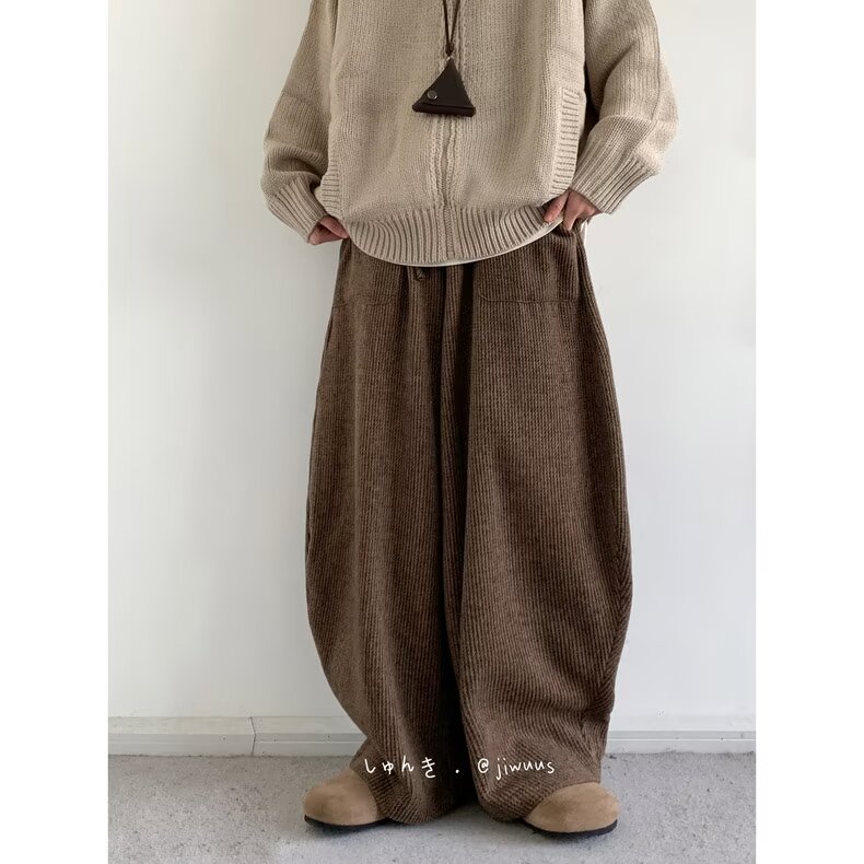 U47-P52秋冬新款中性日系复古灯芯绒休闲裤男女宽松美拉德,男装休闲裤,电商B323A