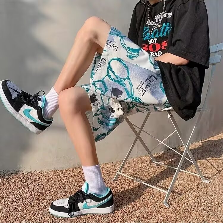 时尚新款慵懒五分休闲短裤男夏季薄款男文艺潮流原宿DA1069-P32,男装牛仔裤,星座208-5