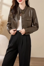 皮衣女高级感超好看外套短款夹克kbne2024春季新款今年流行的外套，女装皮衣，江南女神