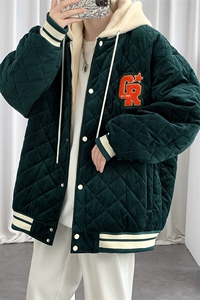 冬款港风加棉加厚保暖棉服假两件连帽外套男士8135-P140 控价178图片