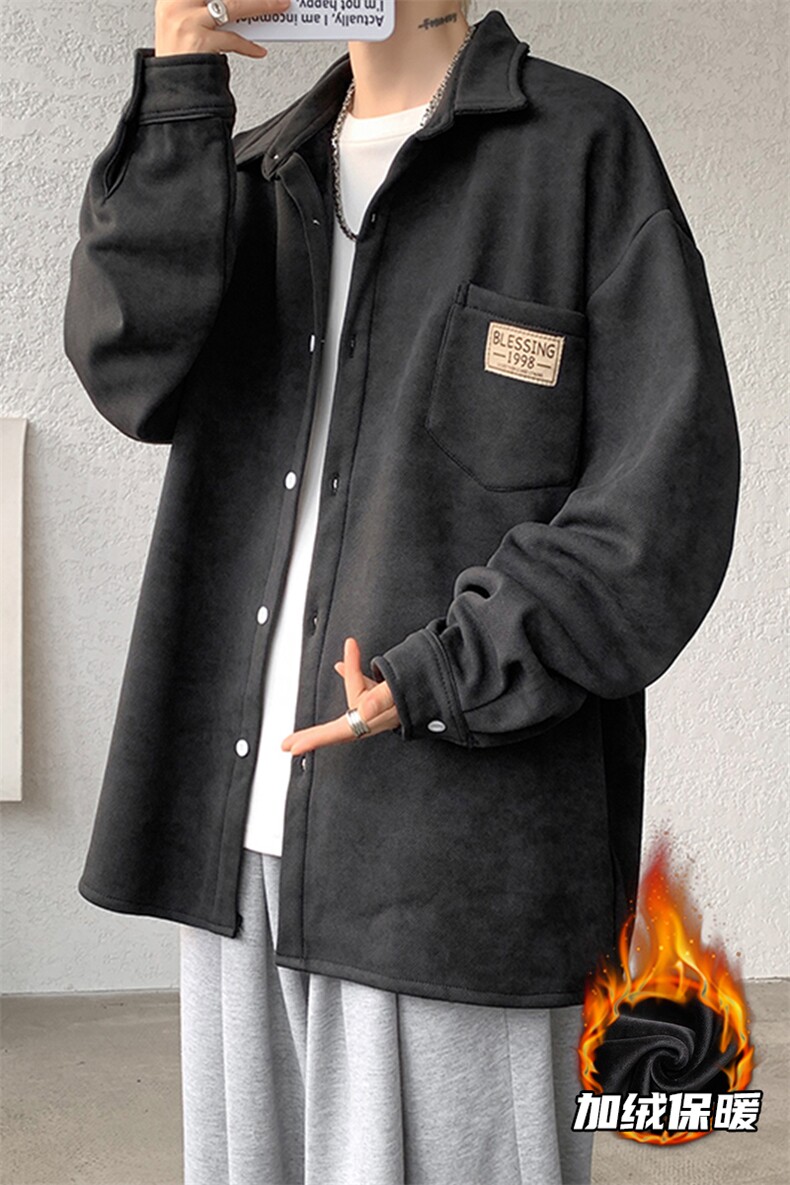 8XL-M秋冬款加绒加厚衬衫男做旧脏脏保暖外套大码衬衣CS29002P65,男装衬衫,电商B312