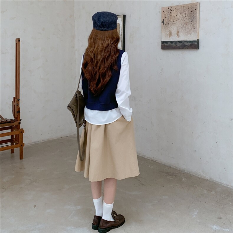 韩系设计感假两件拼接长袖衬衫女秋季减龄叠穿,女装卫衣/绒衫,2C012