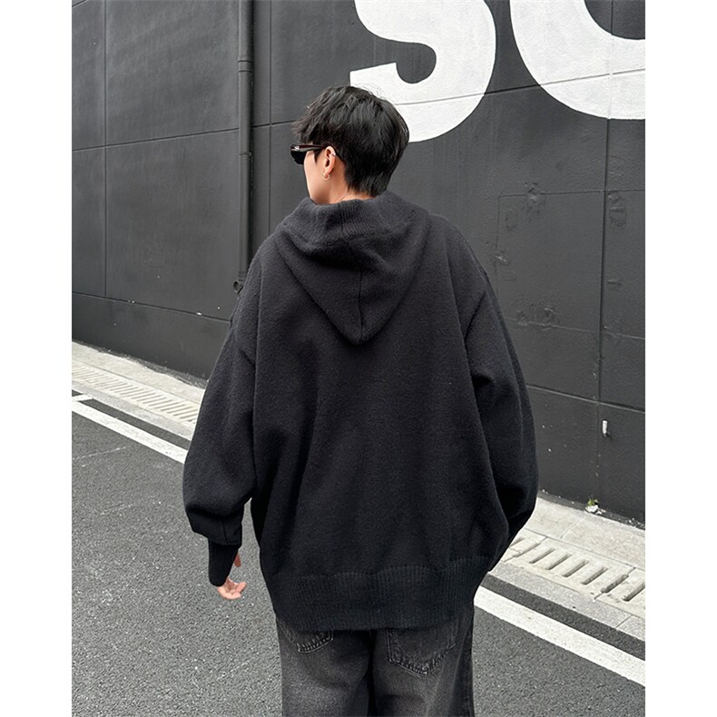 网图M2837-特P60连帽毛衣外套男秋冬新款宽松休闲高级感情侣帽衫,男装针织衫/毛衣,电商D310B