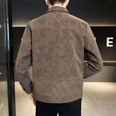 春秋季夹克男2025新款痞帅潮牌高级感翻领麂皮秋装上衣服男士，男装夹克，星座218-1（原230）