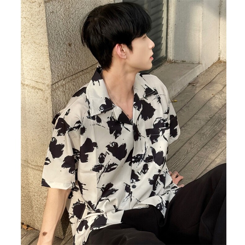 （自家图）夏季衬衫薄款防晒痞帅高级感水墨画印花衬衣9012-p39，男装防晒衣，星座910-5