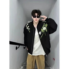 新款时尚高级感花卉植物男女夹克外套文艺流行简约原宿潮流百搭，男装夹克，星座1210-1
