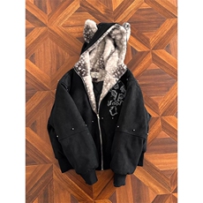 哥特美式猫耳朵毛绒麂皮连帽夹棉棉衣外套MY589特P116，男装棉衣，星座908-1