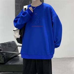 华夫格卫衣圆领卫衣男大码长袖t恤男外套 HW76140-P30加绒款-P40图片