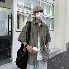 日系五分袖春夏季新款衬衫潮流慵懒男方领宽松型衬衫RAC03P28，男装衬衫，星座1116-2