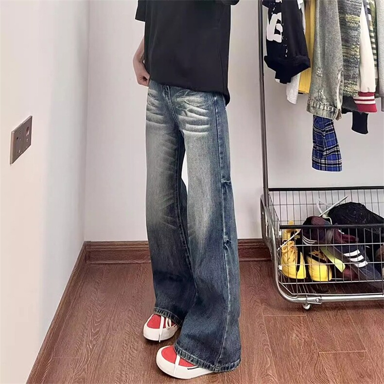 美式复古牛仔裤闪电纹直筒弯刀微喇裤513ACK2645P43,男装牛仔裤,星座513A