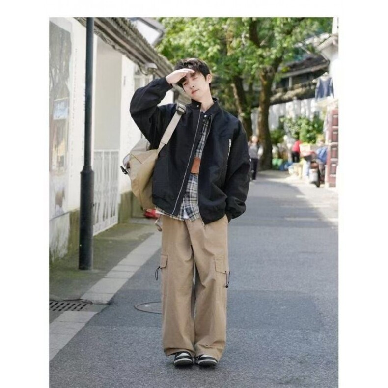 港仔文艺男美式飞行员夹克男秋季2025新款男生棒球服男士外套男款,男装夹克,星座1210-1
