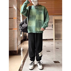 时尚潮牌束脚男休闲裤文字九分裤春秋潮哈伦裤数字字母宽松型，男装休闲裤，星座1210-1