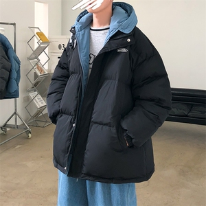 港风ins撞色拼接拼料厚款保暖连帽情侣棉服 A071-Y281-P130图片