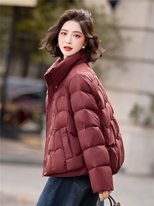 现货新款主推时尚潮流90绒羽绒服休闲冬季立领纯色女外套遮肉图片