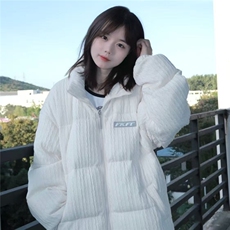 2025年冬季新款加厚字母立领面包服棉衣女学生韩版宽松棉服外套潮，男装棉衣，星座506A