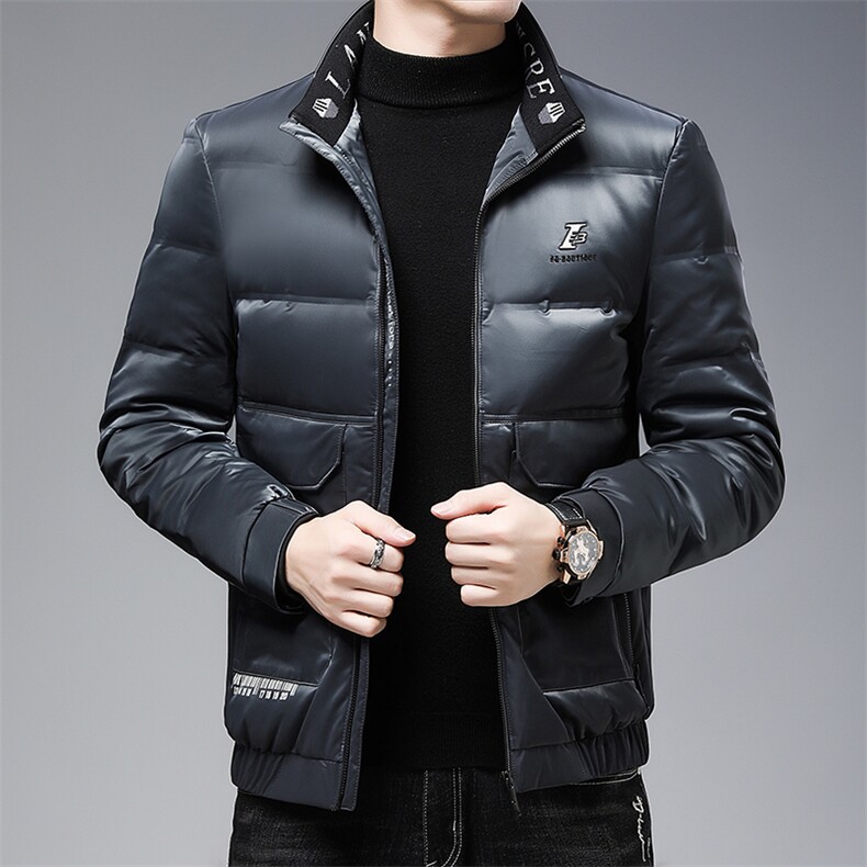 冬季中年男皮羽绒服厚款立领中年爸爸冬装白鸭绒外套ZS67727-P285,男装羽绒服,电商B212（原钱塘6029）