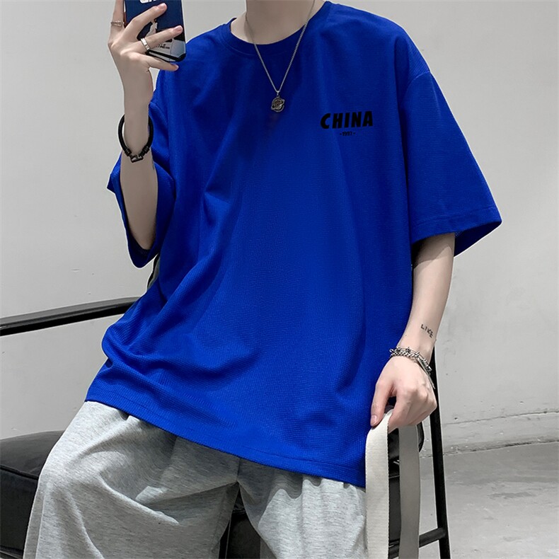 HT73248-P22华夫格t恤男短袖男大码五分袖大皂风,男装T恤,电商A040