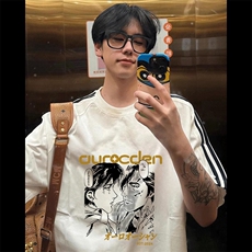 夏季美式高街重磅纯棉三条杠织带撞色男女短袖T恤STG199特P25，男装T恤，电商A486