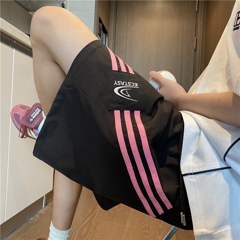 抖音品质夏季新款美式条纹宽松冰丝五分裤B315-K25790-特p30控58,男装休闲裤,电商B315