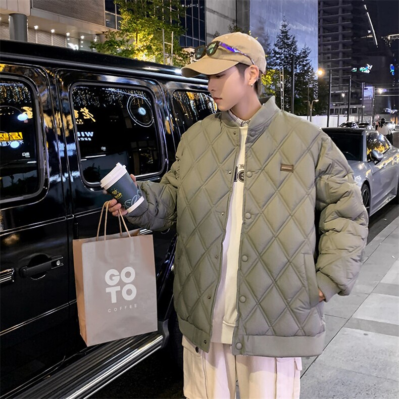 菱格冬季棉衣男加厚潮流休闲棉服个性棉袄青年男A266-WMY610-P75,男装棉衣,电商A266