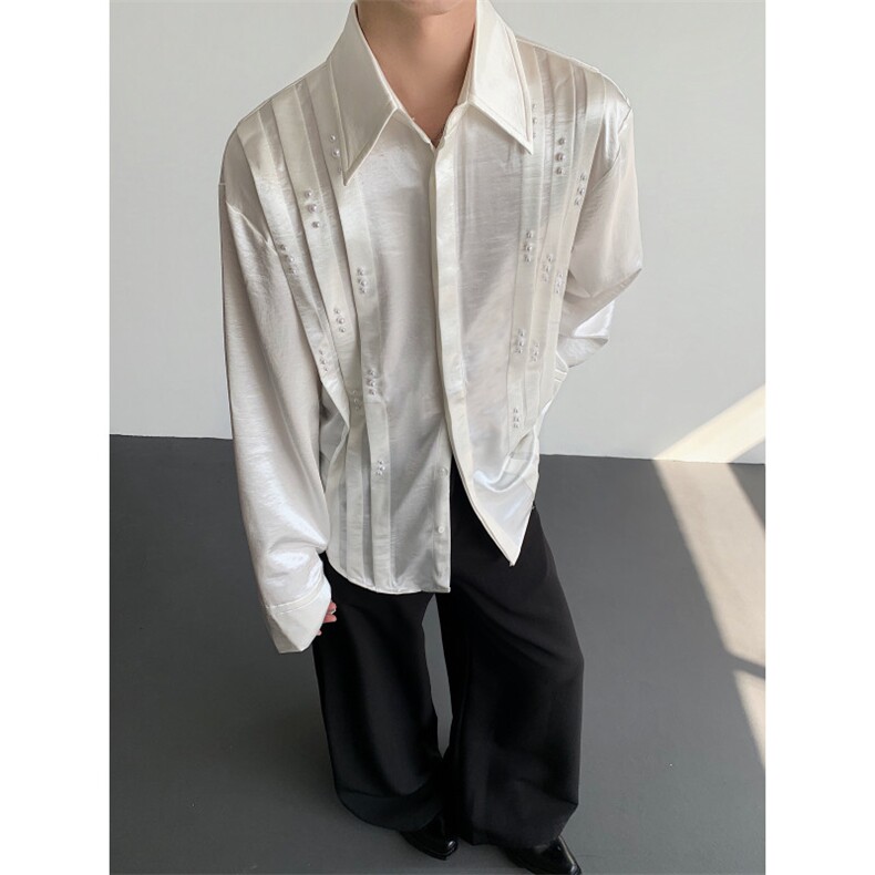 26春夏男士设计感丝滑亮面醋酸珍珠重工衬衫cs228-p108,男装衬衫,电商B288