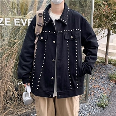 柳钉牛仔外套男网红同款休闲黑色夹克百搭上衣J3716P50，男装夹克，星座1116-2
