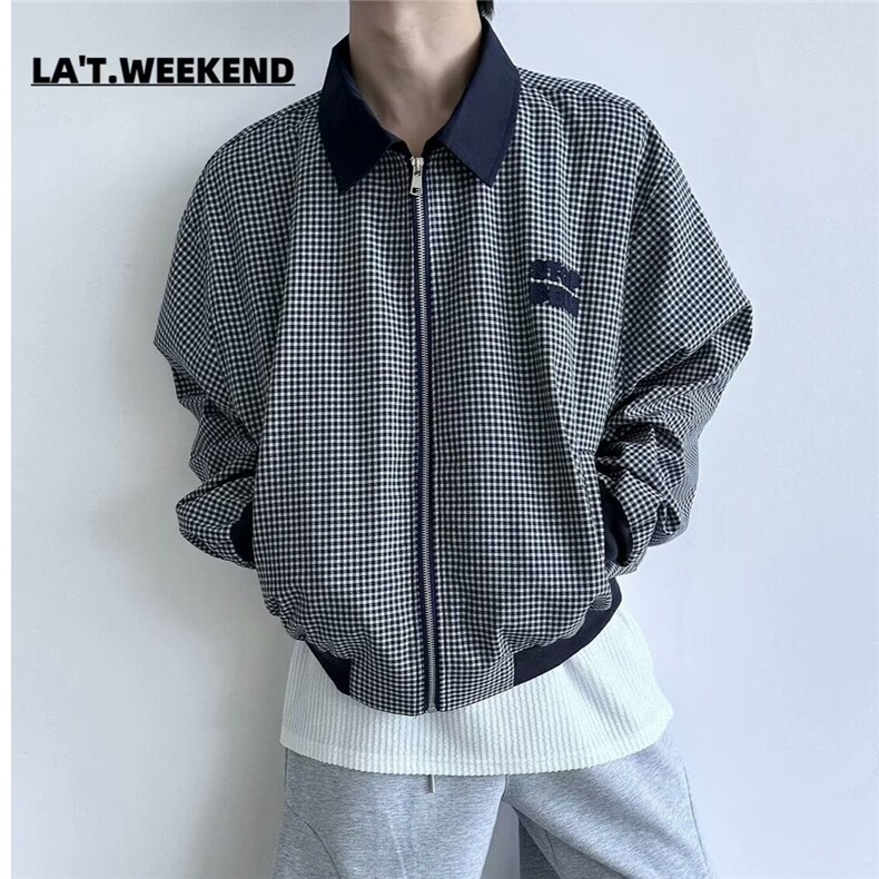 美式黑白千鸟格纹短外套男秋季新款休闲夹克潮JK727-P60,男装夹克,星座208-5