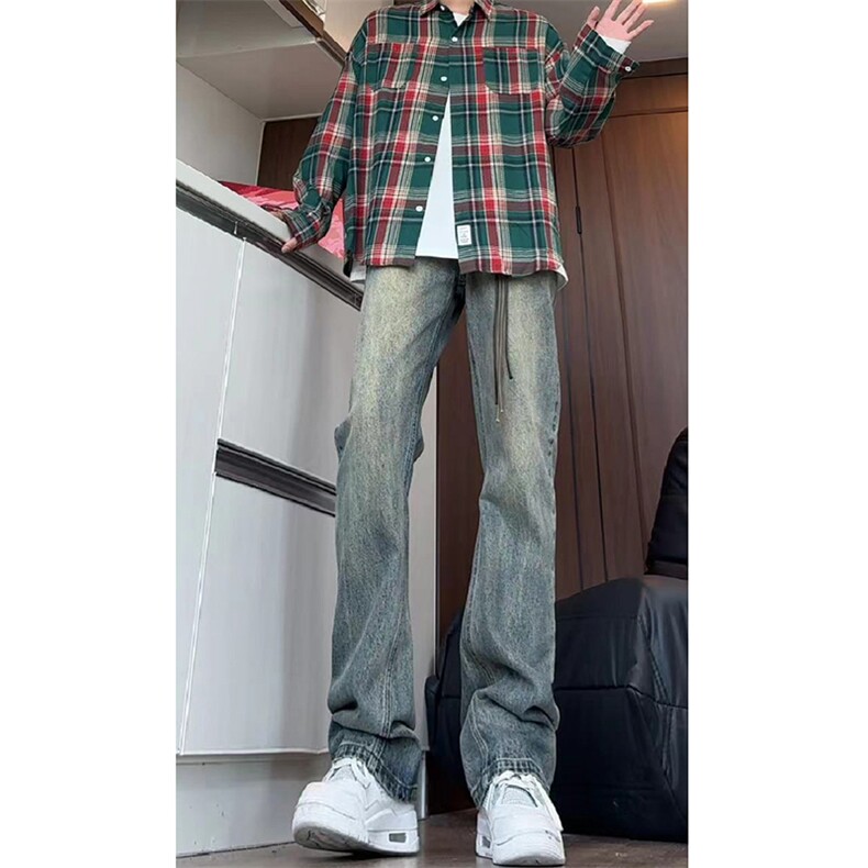 秋季美式ins高街hiphop水洗微喇复古蓝牛仔裤货号K2320P55,男装牛仔裤,电商A063