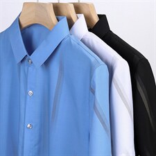 Z22023夏季青年2022男式薄款短袖衬衣修身休闲免烫透气衬衫P53，男装衬衫，电商B360