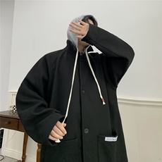 中长款毛呢大衣男士秋季过膝P连帽风衣高级感雅痞外套潮A23/P75，男装风衣，星座506